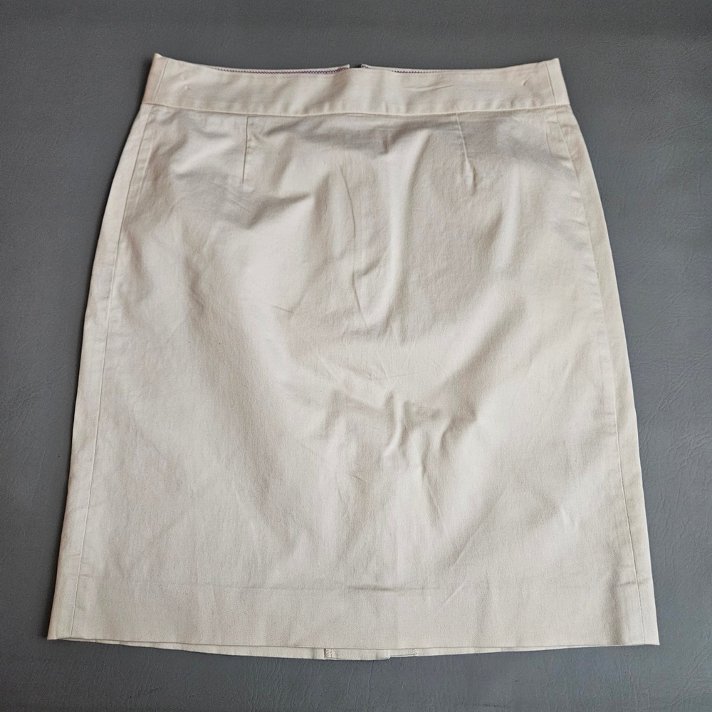 J.Crew Womens Stretch Cotton Pencil Skirt Size 8 Off-White Business